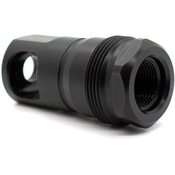 Show details for Spb Muzzle Brake 0.375 14X1 Lh Threads Square Shoulder Black Picture of Spb Muzzle Brake 0.375 14X1 Lh Threads Square Shoulder Black