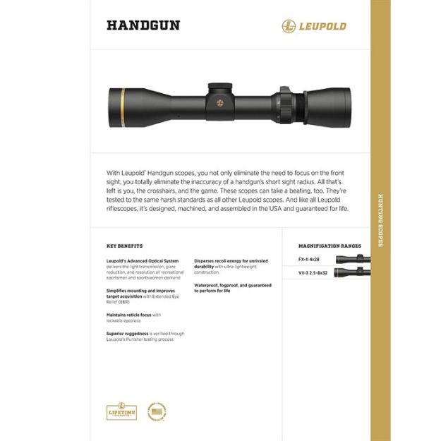 Picture of Vx-3 Handgun 2.5-8X32mm Sfp Duplex Reticle Black