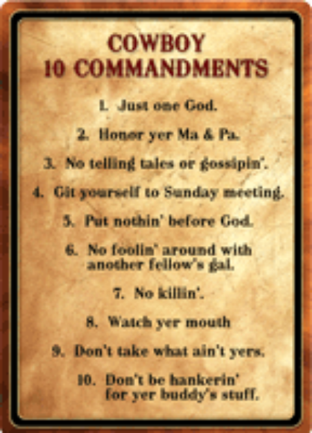 Picture of Rivers Edge Sign 12"X17" "Cowboy 10 Commandments"