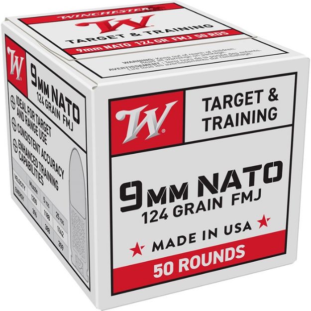 Picture of Winchester Usa 9Mm Luger 124Gr Fmj-Rn 50Rd 20Bx/Cs