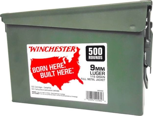 Picture of Winchester 9Mm Luger 115Gr Fmj Rn Case Of (2) 500Rd Ammo Cans