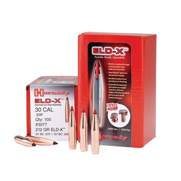 Picture of Hornady Bullets 30 Cal .308 212Gr. Eld-X 100Ct 15Bx/Cs