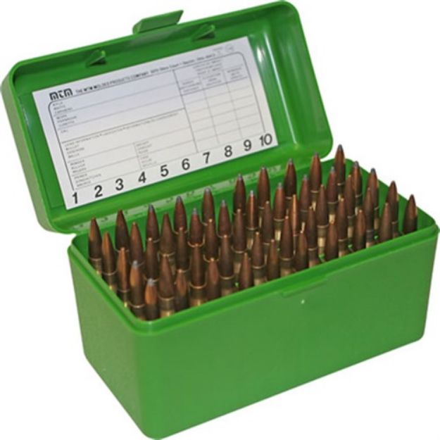 Picture of Mtm Ammo Box Small Rifle 50-Rounds Flip Top Style Green