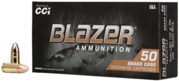 Show details for BLAZER BRASS 9MM 100GR FMJ 50/1000 Picture of BLAZER BRASS 9MM 100GR FMJ 50/1000