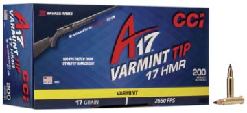 Show details for Cci A17 Varmint Tip 17Hmr 17Gr 2650Fps 200Rd 10Bx/Cs Picture of Cci A17 Varmint Tip 17Hmr 17Gr 2650Fps 200Rd 10Bx/Cs