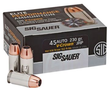 Show details for Sig Ammo 45Acp 230Gr Elite V-Crown Hp 20Rd 10Bx/Cs Picture of Sig Ammo 45Acp 230Gr Elite V-Crown Hp 20Rd 10Bx/Cs