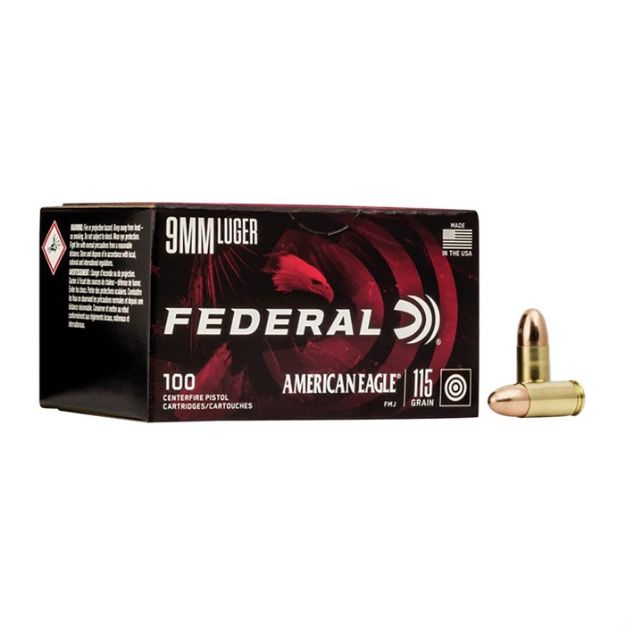 Picture of Federal Ae 9Mm Luger 115Gr Fmj 100Rd 5Bx/Cs