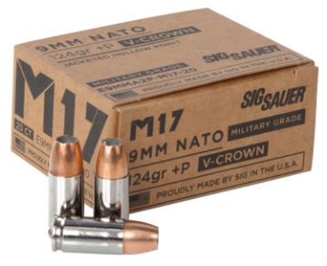 Show details for Sig Ammo 9Mm 124Gr +P Elite V-Crown M17 Jhp 20Rd 10Bx/Cs Picture of Sig Ammo 9Mm 124Gr +P Elite V-Crown M17 Jhp 20Rd 10Bx/Cs