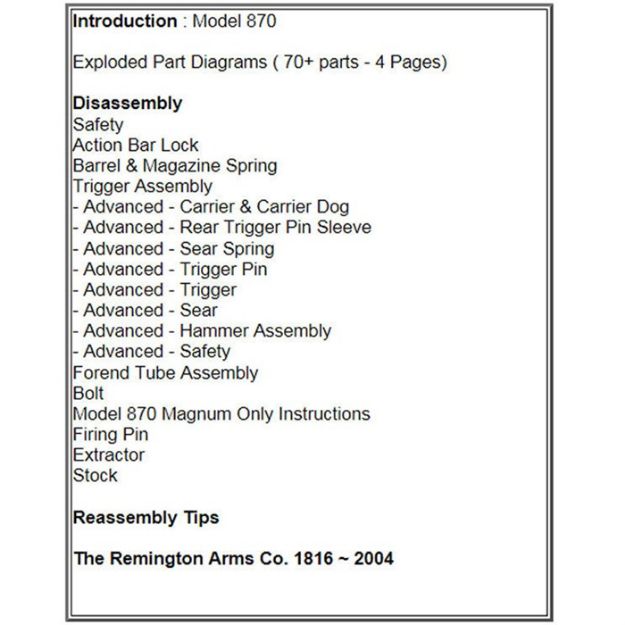 Picture of Remington 870 Assembly And Disassembly Guide
