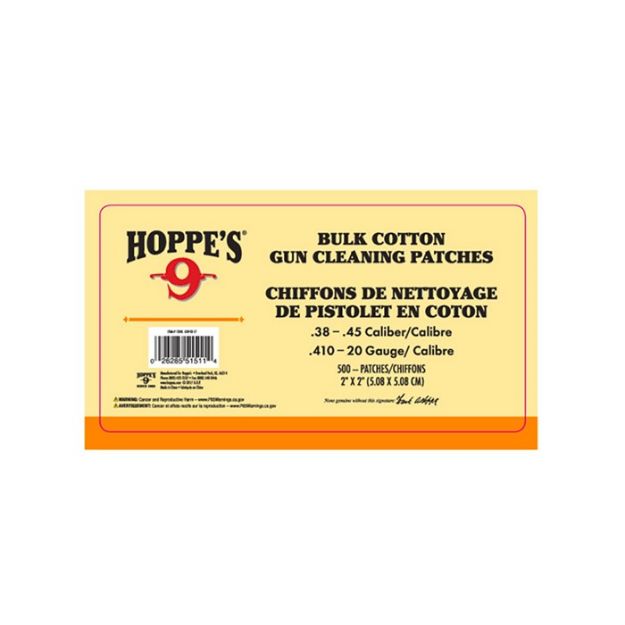 Picture of Hoppe's 38-45 Caliber Cleaning Patches 40/Pack