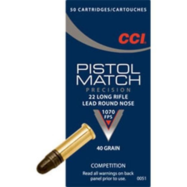 Picture of Cci Pistol Match 22Lr 40Gr Lead-Rn 1070Fps 50Rd 100Bx/Cs