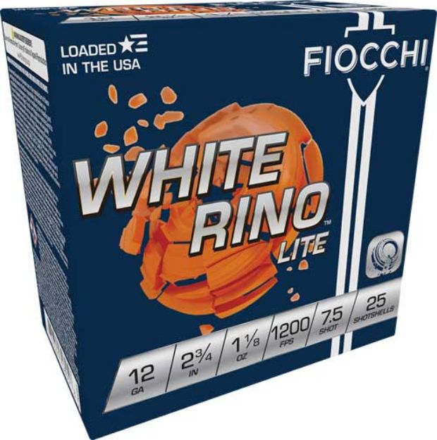 Picture of Fiocchi White Rino 12Ga 2.75" 1-1/8Oz #7.5 1200Fps 250Rd Cas