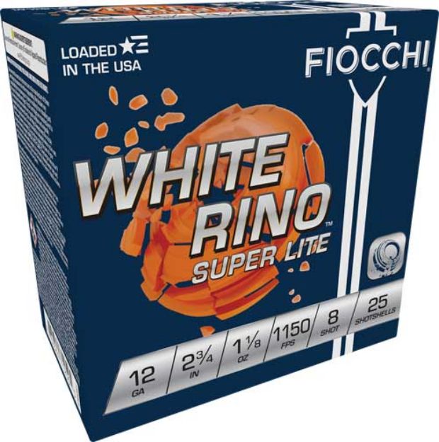 Picture of Fiocchi White Rino 12Ga 2.75" 1-1/8Oz #8 1150Fps 250Rd Case