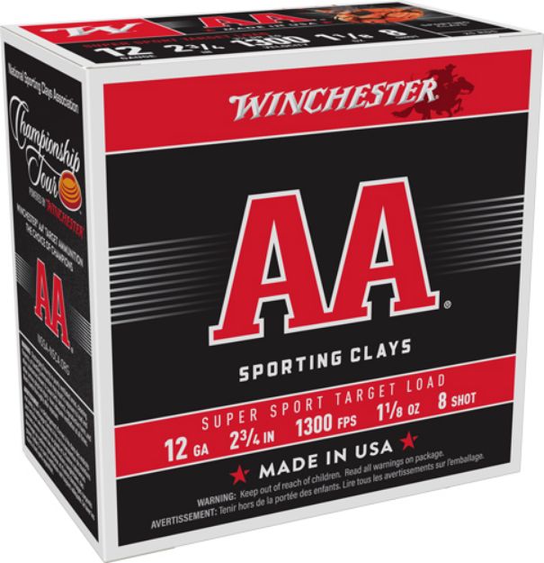 Picture of Winchester Aa 12Ga 2.75" 1-1/8Oz #8 1300Fps 250Rd Case
