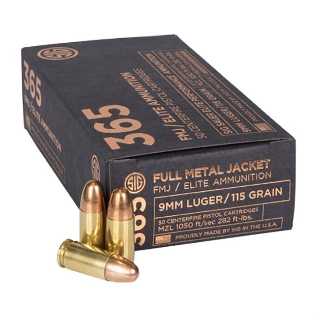 Picture of Sig Ammo 9Mm 115Gr Elite Ball 365 Fmj 50Rd 20Bx/Cs