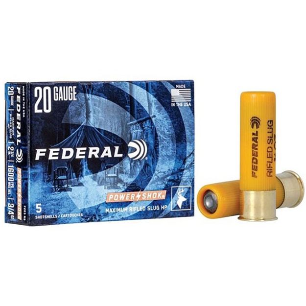 Picture of Federal Power Shok 20Ga 2.75" 4/5Oz Rifled Slug 5Rd 50Bx/Cs