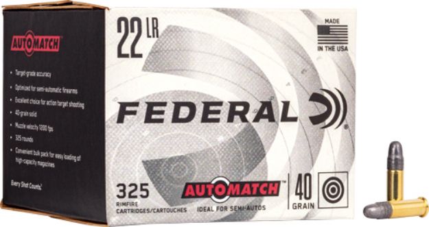 Picture of Federal Automatch 22Lr 40Gr Lead-Rn 325Rd 10Bx/Cs Case Lot
