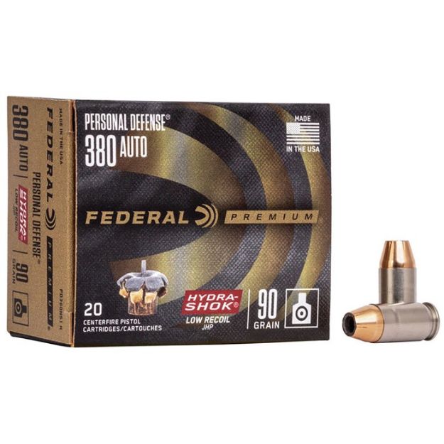 Picture of Federal Premium 380 Acp 90Gr Hydra-Shok Jhp 20Rd 10Bx/Cs