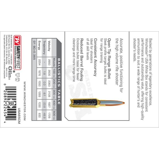 Picture of Winchester Usa 6.5 Cm 125Gr Fmj 20Rd 10Bx/Cs