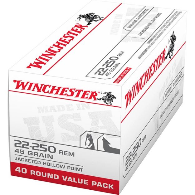 Picture of Winchester Usa 22-250 Rem 45Gr Jhp 40Rd 10Bx/Cs