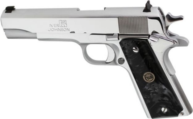 Picture of Iver Johnson 1911A1 45Acp 5" Fs 8Rd Chrome Blk Pearl Grips!