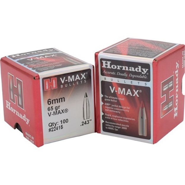 Picture of Hornady Bullets 6Mm .243 65Gr V-Max 100Ct 40Bx/Cs