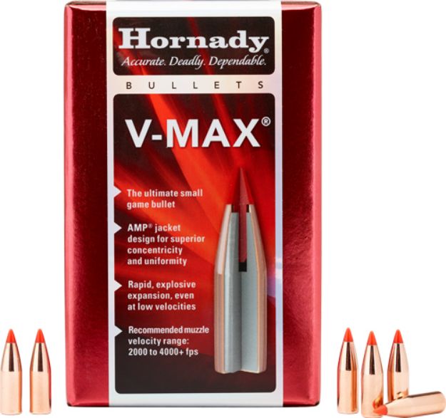 Picture of Hornady Bullets 22 Cal .224 55Gr V-Max W/Cannelure 100Ct