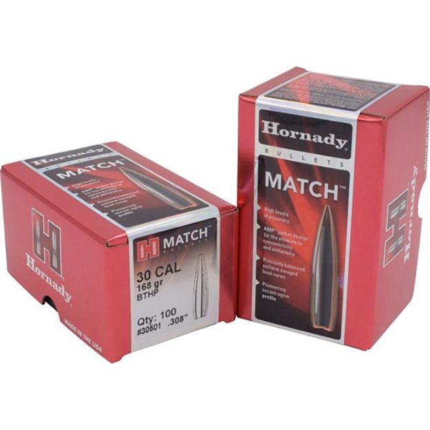 Picture of Hornady Bullets 30 Cal .308 168Gr Jhp-Bt 100Ct 15Bx/Cs