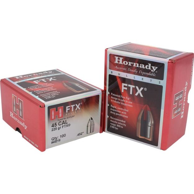 Picture of Hornady Bullets 45 Cal .452 225Gr Ftx 100Ct 15Bx/Cs