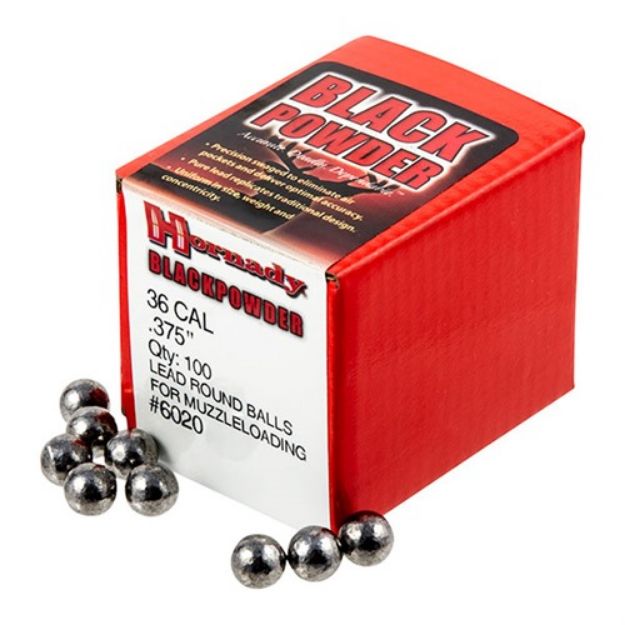 Picture of Hornady .375 .36 Caliber Round Ball 100Ct 40Bx/Cs
