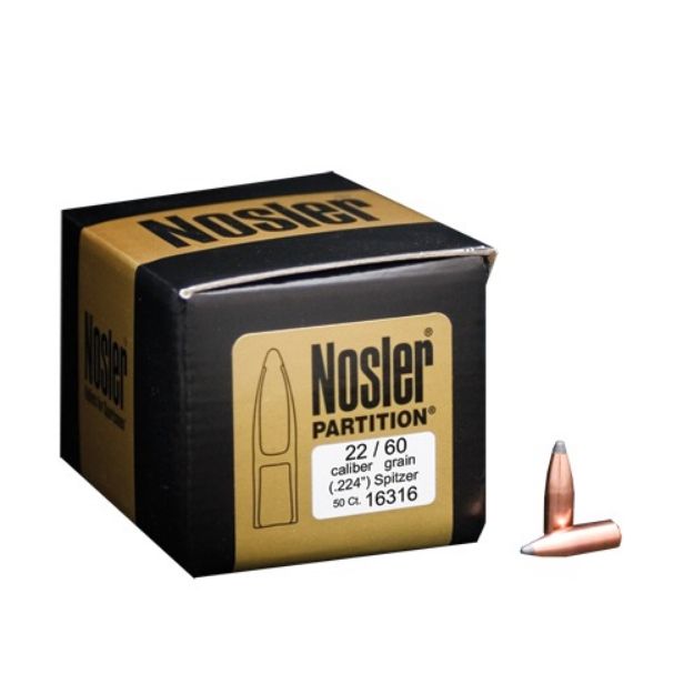 Picture of Nosler Bullets 22 Cal .224 60Gr Partition 50Ct