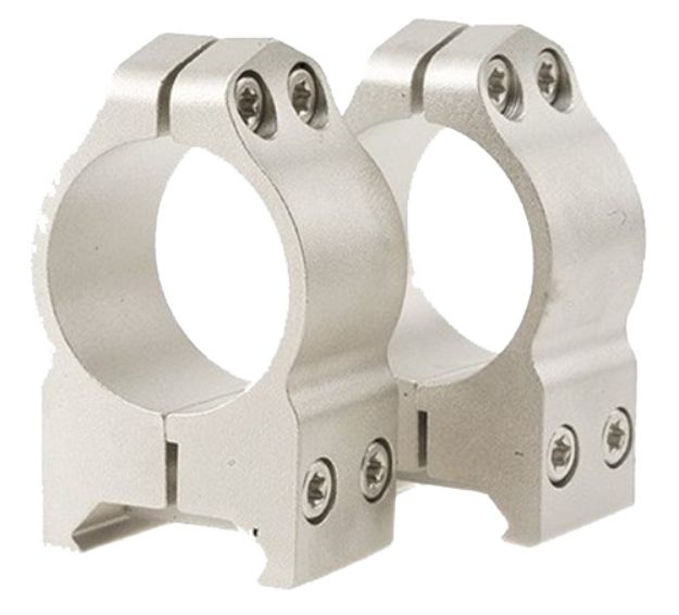 Picture of Warne Maxima Vertical Ring Set Fixed Picatinny/Weaver Medium 1" Tube Silver Steel 