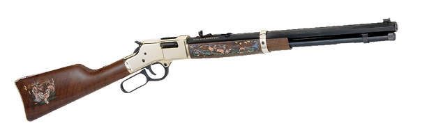 Picture of Henry Big Boy Wildlife Edition Ii 44 Rem Mag Caliber With 10+1 Capacity, 20" Blued Barrel, Polished Brass Metal Finish & American Walnut Stock Right Hand (Full Size) 