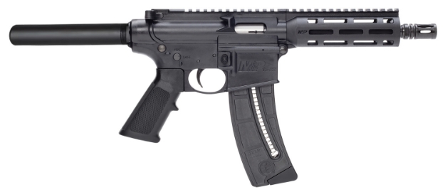 Picture of Smith & Wesson M&P15 Pistol 22 Lr 8" Black Carbon Steel Barrel 25+1, Black Sb Tactical Sba3 Adjustable Arm Brace Stock, Black Magpul Moe Grip, Manual Safety, Optics Ready 