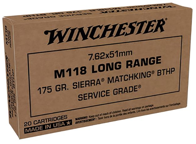 Picture of Winchester Ammo Service Grade M118 Long Range 7.62X51mm Nato 175 Gr Sierra Matchking Hollow Point Boat-Tail 20 Bx/25 Cs 