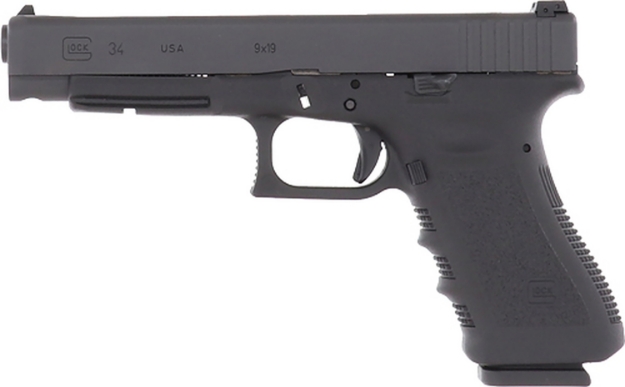 Picture of Glock G34 Gen3 Competition 9Mm Luger 5.31" Barrel 17+1, Black Frame & Slide, Finger Grooved Rough Texture Grip, Adjustable Sights, Safe Action Trigger (Us Made) 