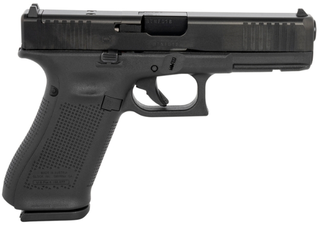 Picture of Glock G17 Gen5 Mos 9Mm Luger 4.49" Glock Marksman Barrel 17+1, Black Frame & Mos Ndlc Slide, Modular Backstrap, Ambidextrous Slide Stop, Safe Action Trigger, Optics Ready 