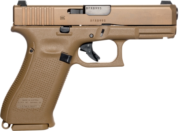 Picture of Glock G19x Compact 9Mm Luger 17+1 4.02" Black Gmb Barrel, Coyote Npvd Serrated Slide, Coyote Brown Cerakote Polymer Frame W/Accessory Rail, Coyote Brown Textured Polymer Grip, Ambidextrous 