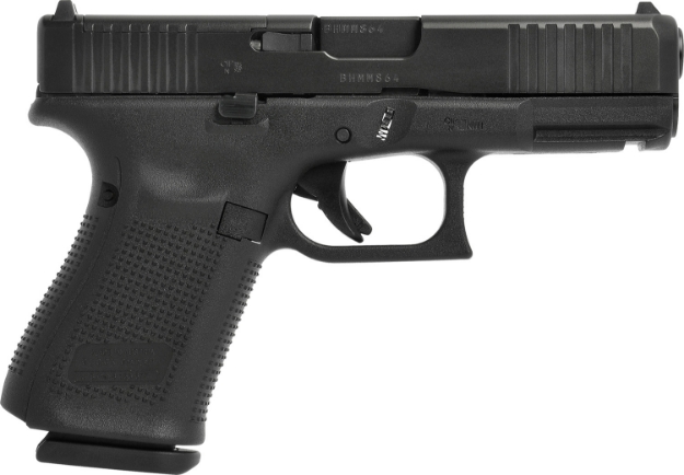 Picture of Glock G19 Gen5 Mos 9Mm Luger 4.02" 15+1 Black Polymer Frame Black Steel Slide With Mos Cuts Black Interchangeable Backstrap Grip Fixed Sights 