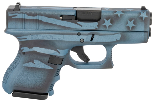 Picture of Glock G27 Gen3 Subcompact 40 S&W 3.43" Barrel 9+1, Blue Titanium Flag Cerakote Frame & Slide, Finger Grooved Textured Polymer Grip, Safe Action Trigger 