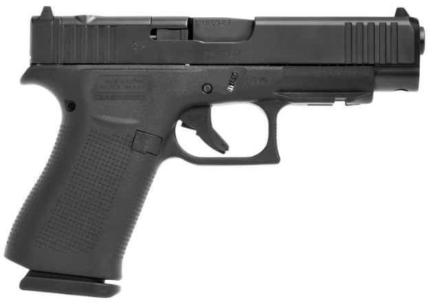 Picture of Glock G48 Compact Mos 9Mm Luger 4.17" 10+1 Overall Black Finish With Ndlc Steel With Front Serrations & Mos Cuts Slide, Rough Texture Beavertail Polymer Grip & Fixed Sights (Us Made) 