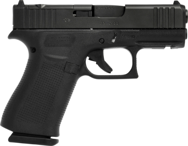 Picture of Glock G43x Subcompact Mos 9Mm Luger 3.41" 10+1 Overall Black Finish With Ndlc Steel With Front Serrations & Mos Cuts Slide, Rough Texture Beavertail Polymer Grip & Fixed Sights 