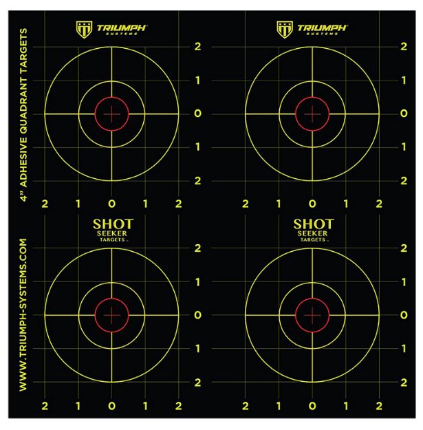 Picture of Triumph Systems Shot Seeker Reactive Target Self-Adhesive Paper Black/Yellow 4" Bullseye Includes Pasters 10 Pk. 