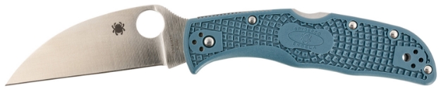 Picture of Spyderco Endela Lightweight 3.42" Folding Wharncliffe Plain Stonewashed K390 Steel Blade/ Blue Textured W/Silver Liner & Accents Frn Handle 