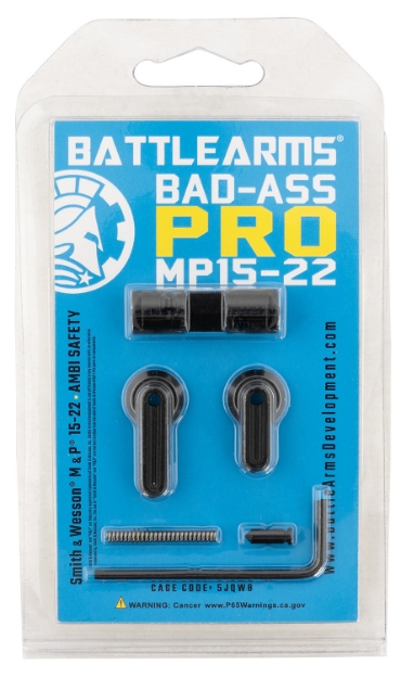 Picture of Battle Arms Development Bad-Ass-Pro Reversible Safety Selector Black Phosphate Steel, Ambidextrous, 90/60 Degree For S&W M&P15-22 