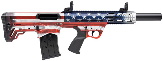 Picture of Gforce Arms Gfy-1 12 Gauge 3" 5+1 18.50", Red, White & Blue American Flag, Bullpup With Pistol Grip Stock, Picatinny Rail With Flip Up Sights 