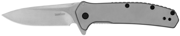 Picture of Kershaw Outcome 2.80" Folding Clip Point Plain Stonewashed 8Cr13mov Ss Blade/Bead Blasted Stainless Steel Handle Includes Pocket Clip 