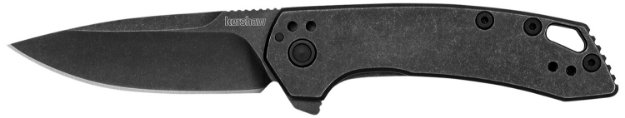 Picture of Kershaw Radar 2.90" Folding Drop Point Plain Black Oxide Blackwash 8Cr13mov Ss Blade & Stainless Steel Handle Includes Pocket Clip 