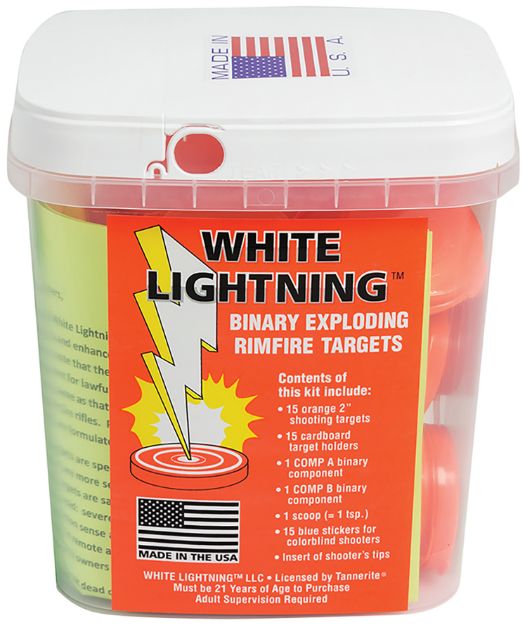 Picture of Tannerite White Lightning Impact Enhancement Explosion White Vapor Rimfire Rifles Firearm Includes Catalyst/Cardboard Target Holders/Hi-Viz Target Dots 90 Targets 