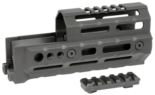 Picture of Midwest Industries Alpha Drop-In Aluminum Black Hardcoat Anodized 5 Slot Picatinny Rail Ak-Platform 6" Long Compatible W/M-Lok 